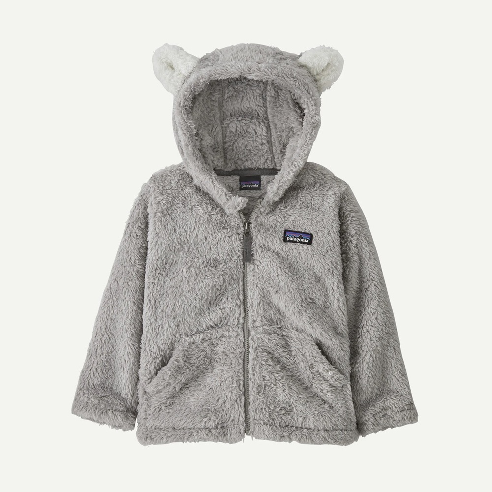 Patagonia Kids Gray Fuzzy Hooded Zip-Up Sweatshirt with Ear Details